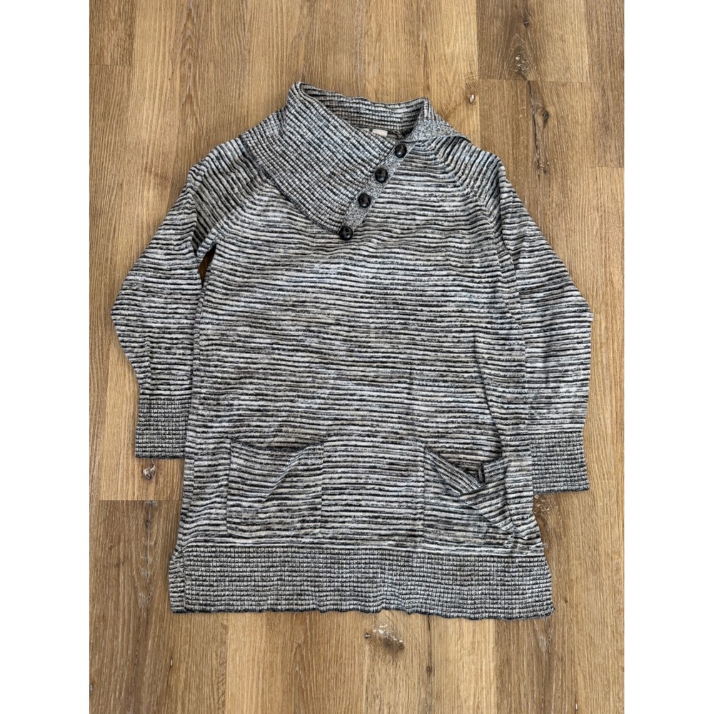 Eight Eight Eight Tunic Sweater Womens M Grey Space Dye Cowl Neck Cotton